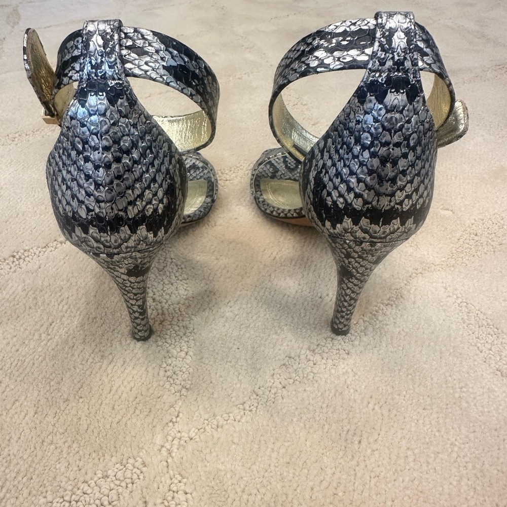 Celine Ankle Strap Python Snake Skin Silver And B… - image 6